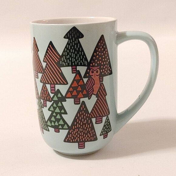 BEAUTIFUL Davids Tea Color Changing Nordic Mug Owls & Pines With Lid - Picture 1 of 13